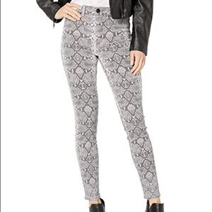 Hudson Jeans Barbara Highrise Super Skinny Jeans Gray Metallic Python Size 26